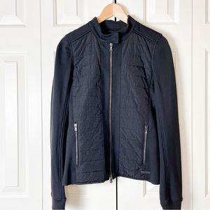 Calvin Klein Women’s Small Black Moto Quilted Zip Up Stretch Jacket Scuba Sleeve